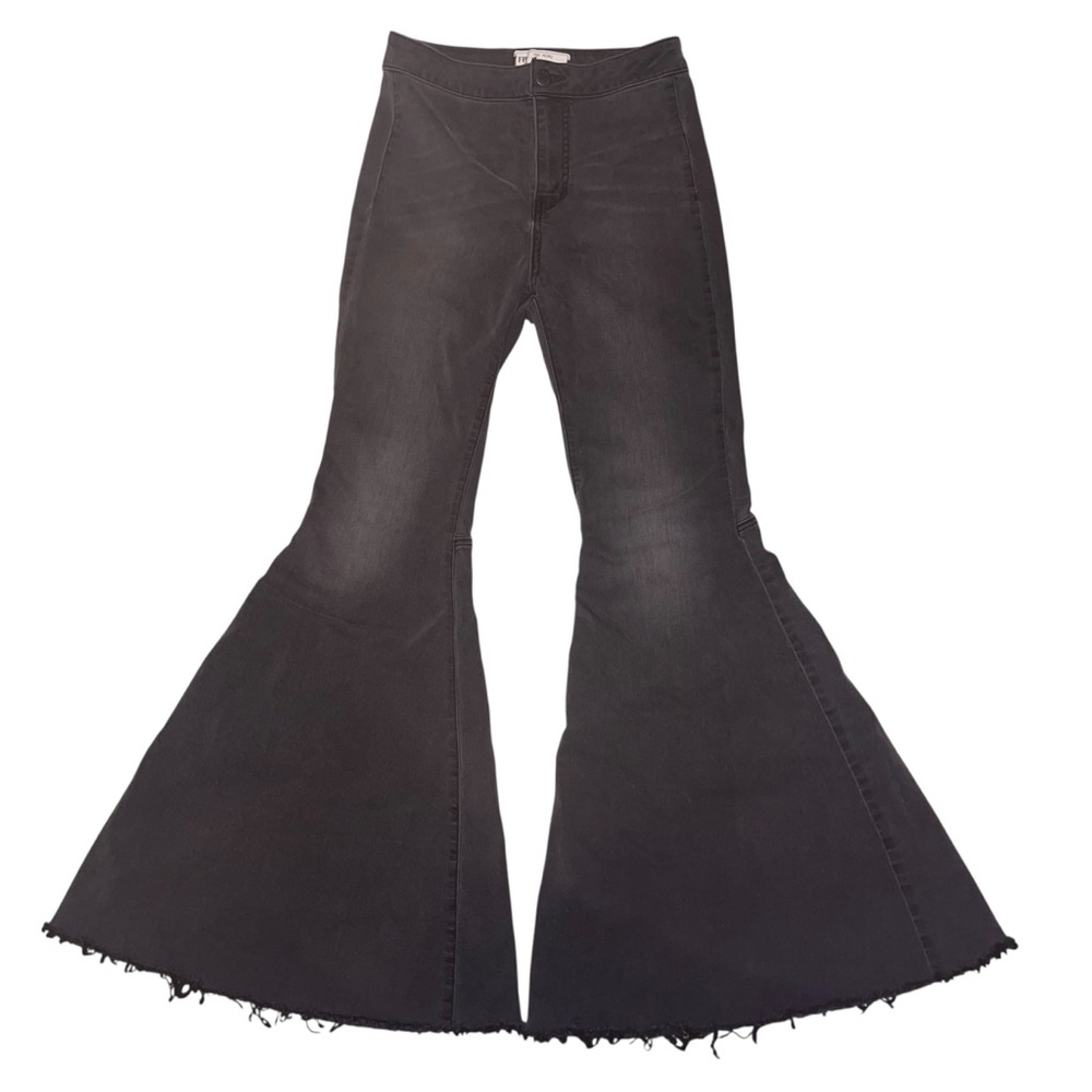 Free People Just Float On Ultra Flare Bell Bottom Jeans Faded Black Grey Gray 26
